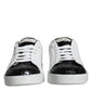 Dolce & Gabbana Black Leather Logo Portofino Sneaker Shoes