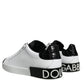 Dolce & Gabbana Black Leather Logo Portofino Sneaker Shoes