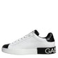 Dolce & Gabbana Black Leather Logo Portofino Sneaker Shoes