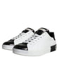 Dolce & Gabbana Black Leather Logo Portofino Sneaker Shoes