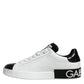 Dolce & Gabbana Black Leather Logo Portofino Sneaker Shoes