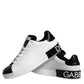 Dolce & Gabbana Black Leather Logo Portofino Sneaker Shoes