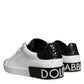 Dolce & Gabbana Black Leather Logo Portofino Sneaker Shoes