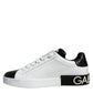 Dolce & Gabbana Black Leather Logo Portofino Sneaker Shoes