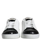 Dolce & Gabbana Black Leather Logo Portofino Sneaker Shoes