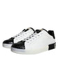 Dolce & Gabbana Black Leather Logo Portofino Sneaker Shoes