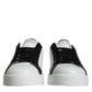 Dolce & Gabbana White Black Leather Crown Milano Sneakers Shoes