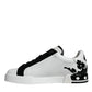 Dolce & Gabbana White Black Leather Crown Milano Sneakers Shoes