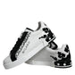 Dolce & Gabbana White Black Leather Crown Milano Sneakers Shoes