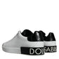 Dolce & Gabbana White Leather Logo Portofino Sneaker Shoes