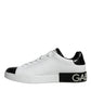 Dolce & Gabbana White Leather Logo Portofino Sneaker Shoes