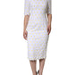 Dolce & Gabbana White Daisy Macrame Lace Sheath Midi Dress