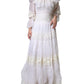 Dolce & Gabbana White Floral Lace Corset Cotton Maxi Dress