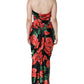 Dolce & Gabbana Black Tropical Floral Sheath Maxi Dress