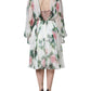 Dolce & Gabbana White Silk Floral Print A-line Midi Dress