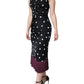 Dolce & Gabbana Black Silk Polka Dot Vneck Tassel Midi Dress