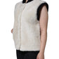 Burberry White WARRENFORD Shearling Leather Vest Coat Jacket