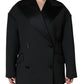 Dolce & Gabbana Black Polyester Double Breasted Coat Jacket