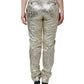 Dolce & Gabbana Gold Cotton Floral Jacquard Tapered Pants