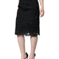 Dolce & Gabbana Black Floral Lace High Waist Pencil Cut Skirt