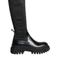 Dolce & Gabbana Black White Polyester Socks High Boots Shoes