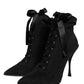 Dolce & Gabbana Black Lace Up Trekking Ankle Boots Shoes