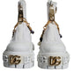 Dolce & Gabbana White Rubber Embellished Logo Ankle Boots Shoes