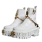 Dolce & Gabbana White Rubber Embellished Logo Ankle Boots Shoes