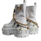 Dolce & Gabbana White Rubber Embellished Logo Ankle Boots Shoes