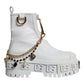 Dolce & Gabbana White Rubber Embellished Logo Ankle Boots Shoes