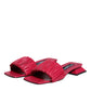 Dolce & Gabbana Fuchsia Leather Slides Flats Sandals Shoes