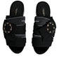 Dolce & Gabbana Black White Crystal Slides Sandals Shoes