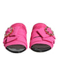 Dolce & Gabbana Pink Black Crystal Slides Sandals Shoes