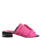 Dolce & Gabbana Pink Black Crystal Slides Sandals Shoes