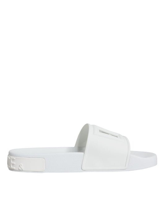 Dolce & Gabbana White Rubber Slides Sandals Beachwear Shoes