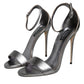 Dolce & Gabbana Silver KEIRA Heels Ankle Strap Sandals Shoes