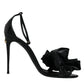 Dolce & Gabbana Black Leather Ankle Strap Heel Sandals Shoes