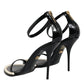 Dolce & Gabbana Black Keira Leather Faux Pearl Sandals Heels Shoes