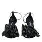 Dolce & Gabbana Black Leather Ankle Strap Heel Sandals Shoes