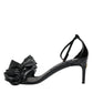 Dolce & Gabbana Black Leather Ankle Strap Heel Sandals Shoes