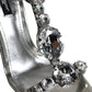 Dolce & Gabbana Silver Leather T-strap Crystal Sandals Shoes