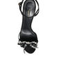 Dolce & Gabbana Black Leather Crystal Bow Heels Sandals Shoes