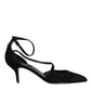 Dolce & Gabbana Black Suede Ankle Strap Heels Pumps Shoes