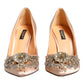 Dolce & Gabbana Beige Satin Crystal High Heels Pumps Shoes