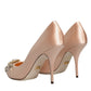 Dolce & Gabbana Beige Satin Crystal High Heels Pumps Shoes