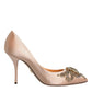 Dolce & Gabbana Beige Satin Crystal High Heels Pumps Shoes