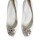 Dolce & Gabbana White Crystals Peep Toe Satin Pumps Shoes