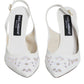 Dolce & Gabbana White Leather Stiletto Heels Slingback Shoes