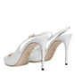 Dolce & Gabbana White Leather Stiletto Heels Slingback Shoes