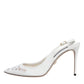 Dolce & Gabbana White Leather Stiletto Heels Slingback Shoes